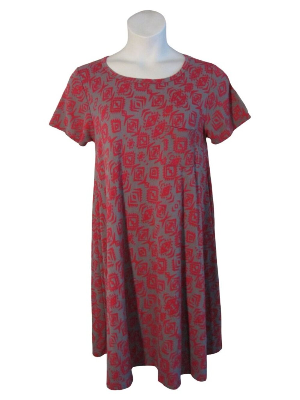LuLaRoe M Gray Pink Patterned Carly Dress